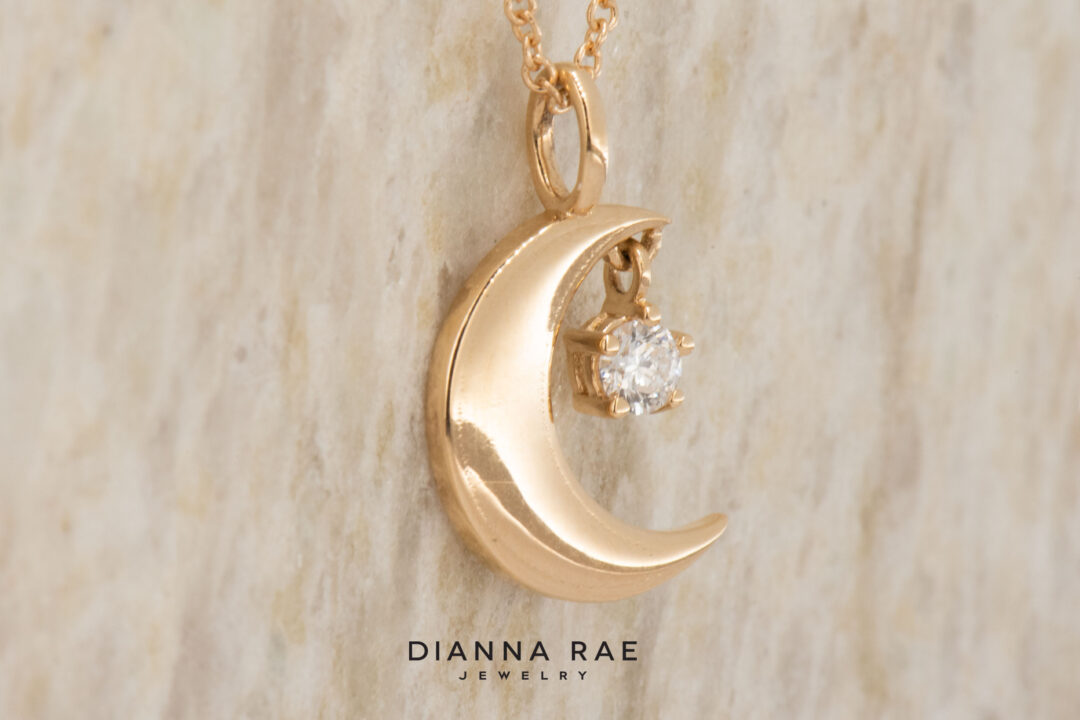 Yellow Gold Moon and Star Pendant - Image 2