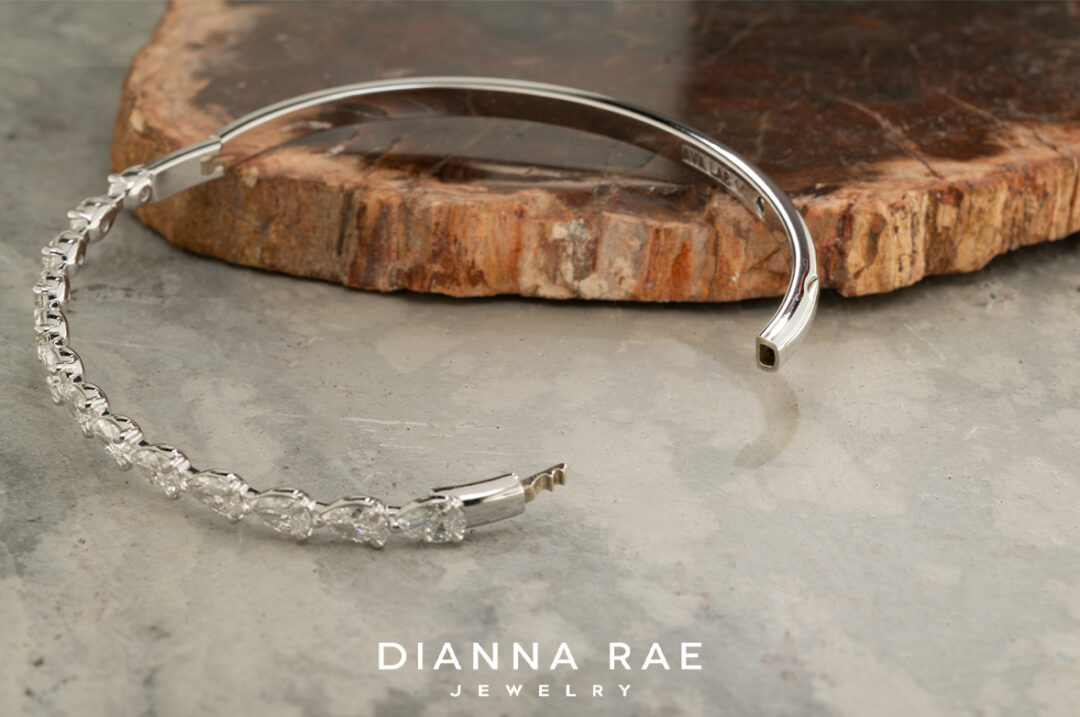 Pear Shape Diamond Bangle Bracelet - Image 2