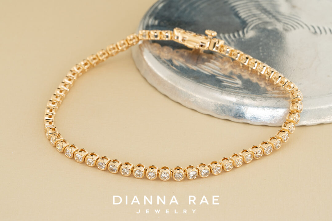 1.97 Carat Yellow Gold Natural Diamond Bezel set Tennis Bracelet