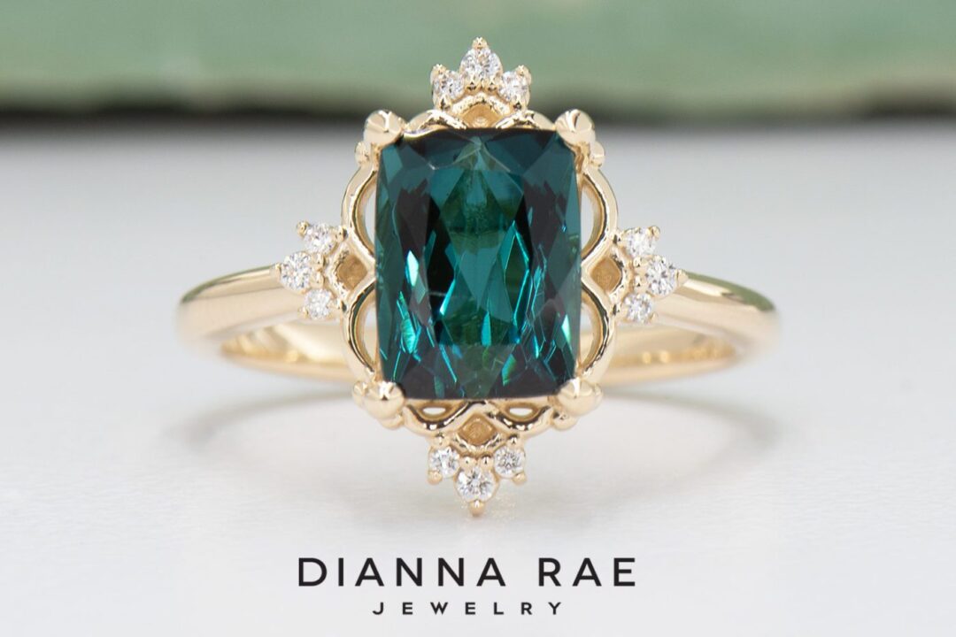 Caribbean Current - Yellow Gold Vintage Inspired Antique Cushion Tourmaline Ring