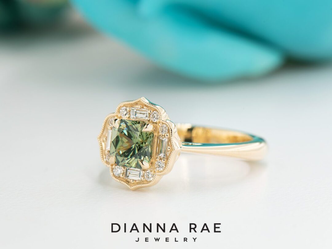 Green Dragon - Yellow Gold Radiant Demantoid Garnet Fashion Ring - Image 4
