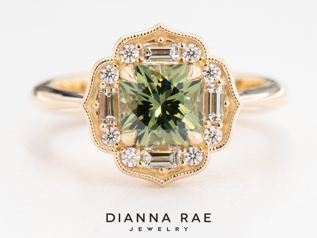 Green Dragon - Yellow Gold Radiant Demantoid Garnet Fashion Ring - Image 3