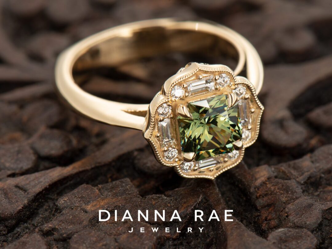 Green Dragon - Yellow Gold Radiant Demantoid Garnet Fashion Ring - Image 2