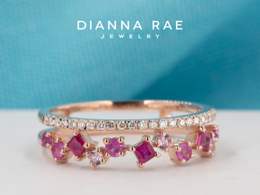 Rose Gold Fashion Band with Rubies and Pink Sapphires - Image 2