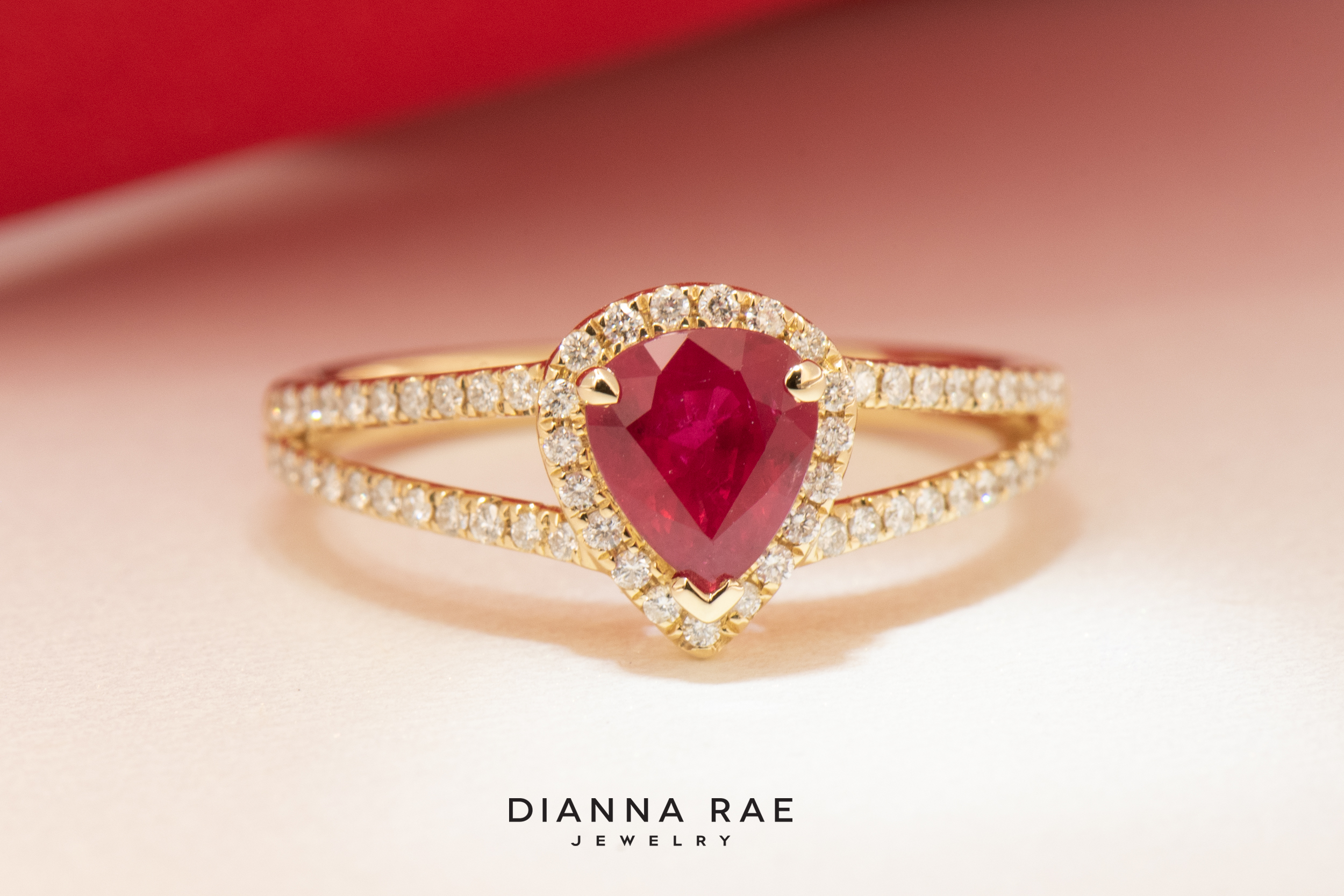 14K Yellow Gold Ruby and Diamond Ring