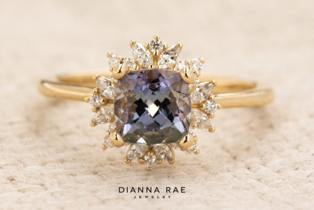 14k Yellow Gold Tanzanite and Diamond Ring - Image 4