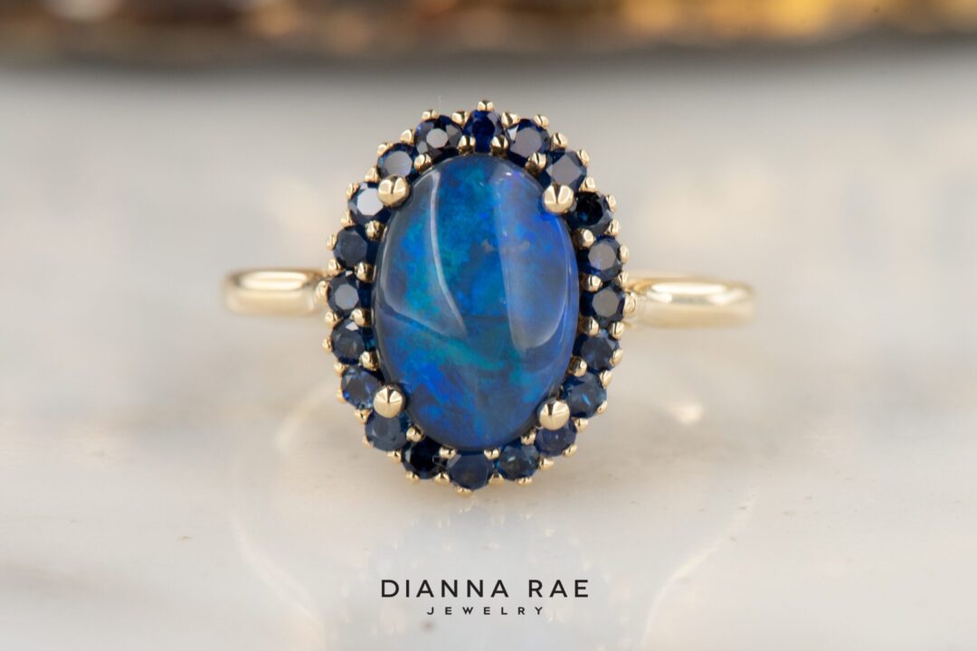 Black Opal and Sapphire Ring