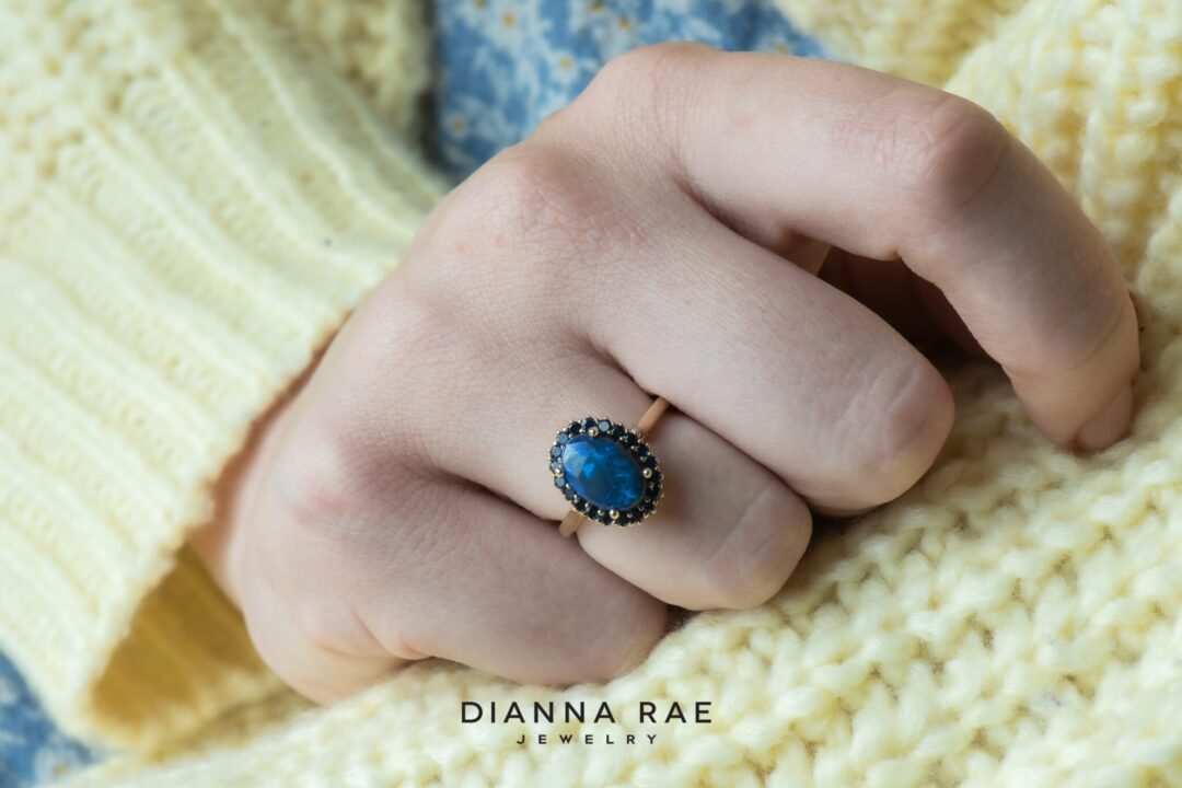 Black Opal and Sapphire Ring - Image 2