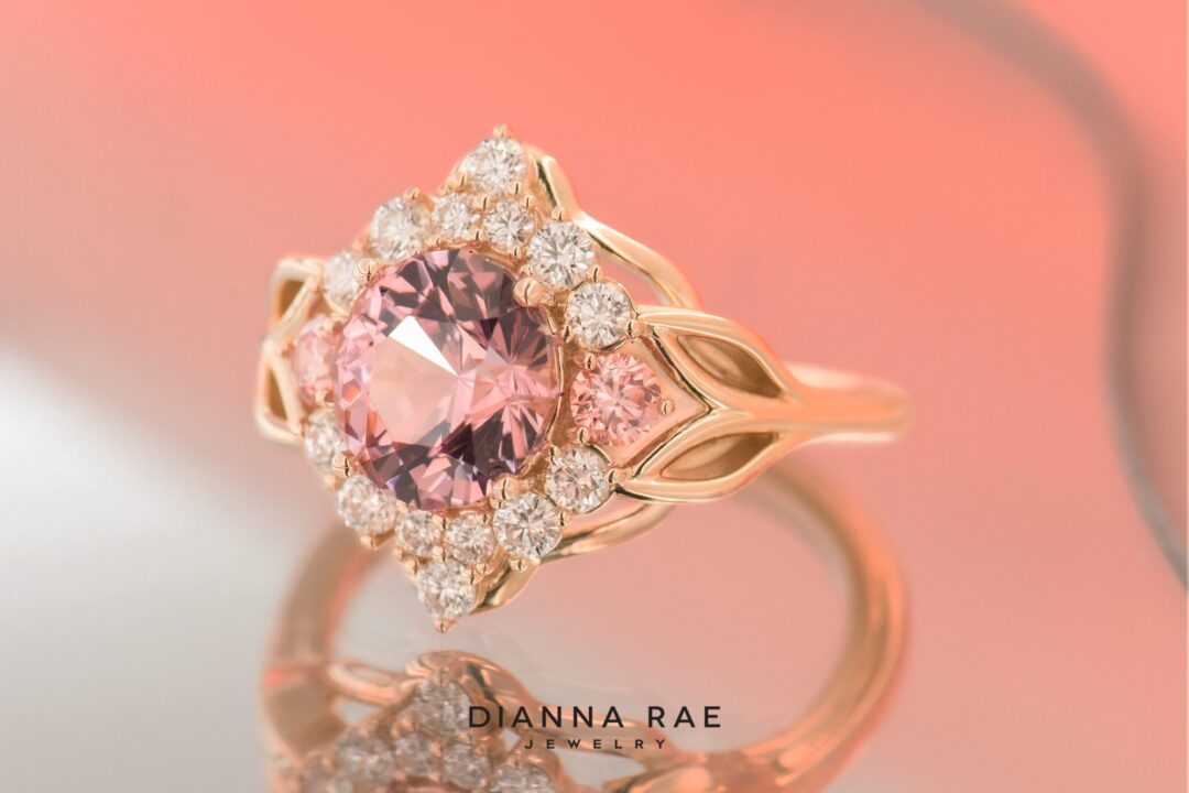 14k Yellow Gold Mahenge Garnet and Lab Grown Pink Diamond Ring - Image 2