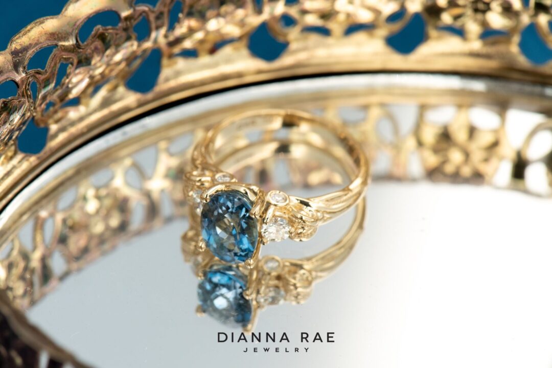 14k Yellow Gold Santa Maria Aquamarine and Diamond Ring - Image 3