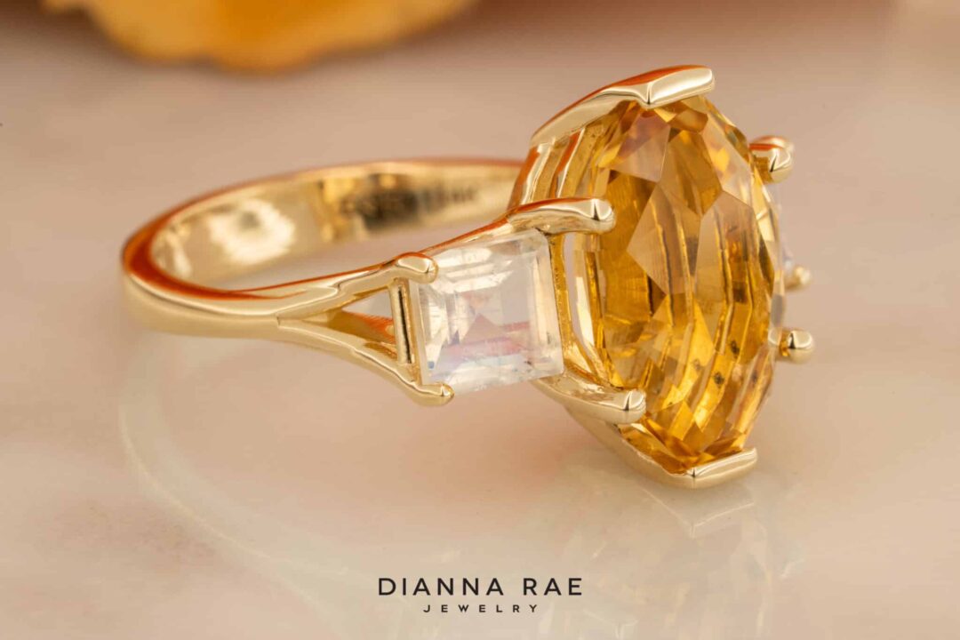 John Dyer Citrine Ring with Moonstone Side Stones - Image 3