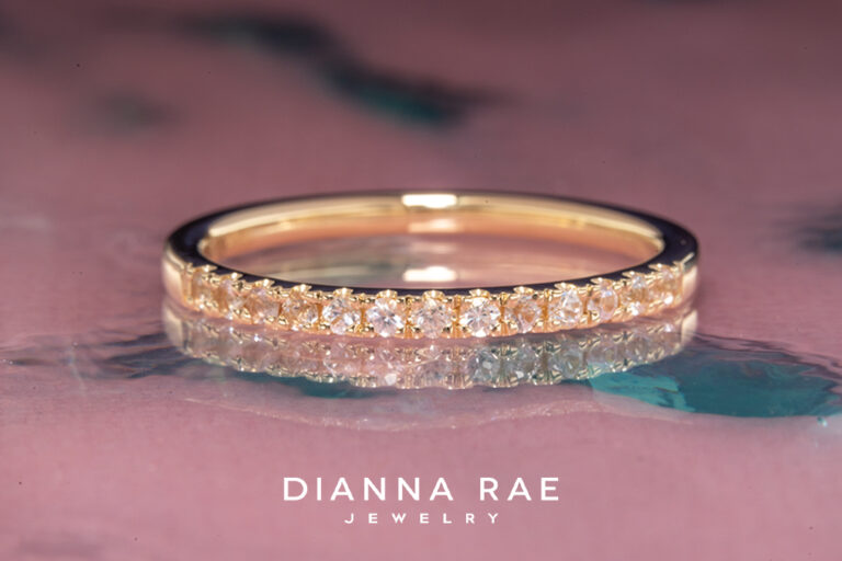 14K Yellow Gold White Sapphire Band