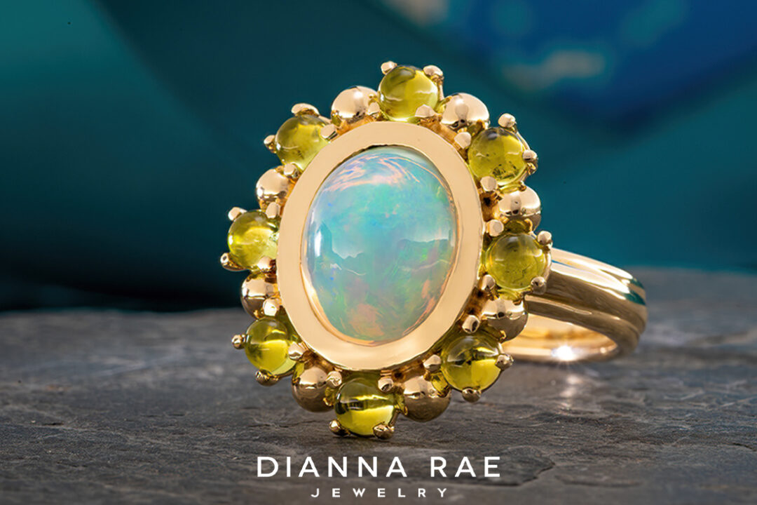 Ethiopian Opal Ring with Peridot Halo - Image 10