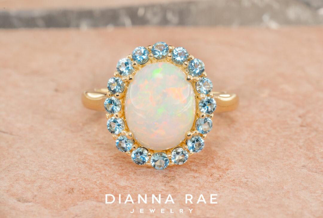 Ethiopian Opal & Aquamarine Ring