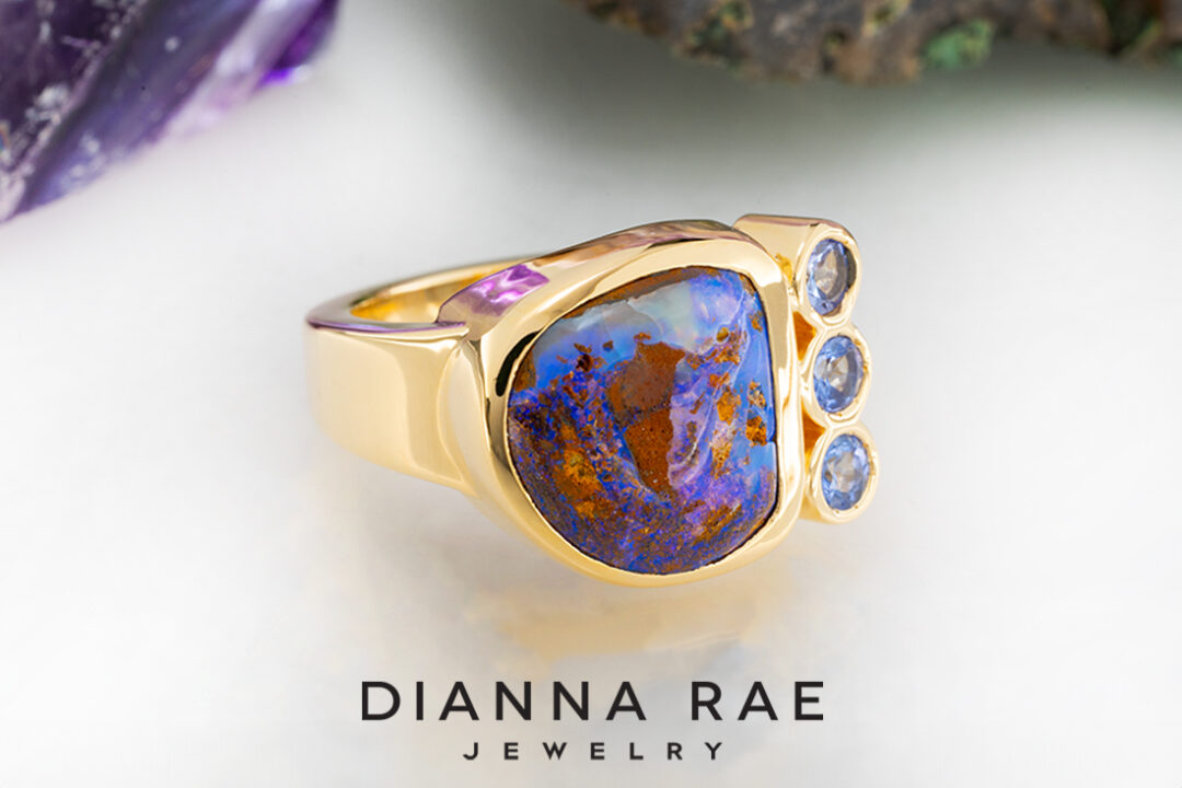 Yowah Opal Ring with Tanzanite - Image 2