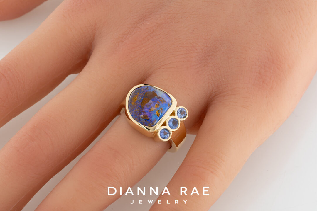Yowah Opal Ring with Tanzanite - Image 3