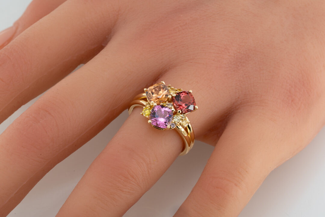 Garnet Ring with Champagne Diamond Accents - Image 3