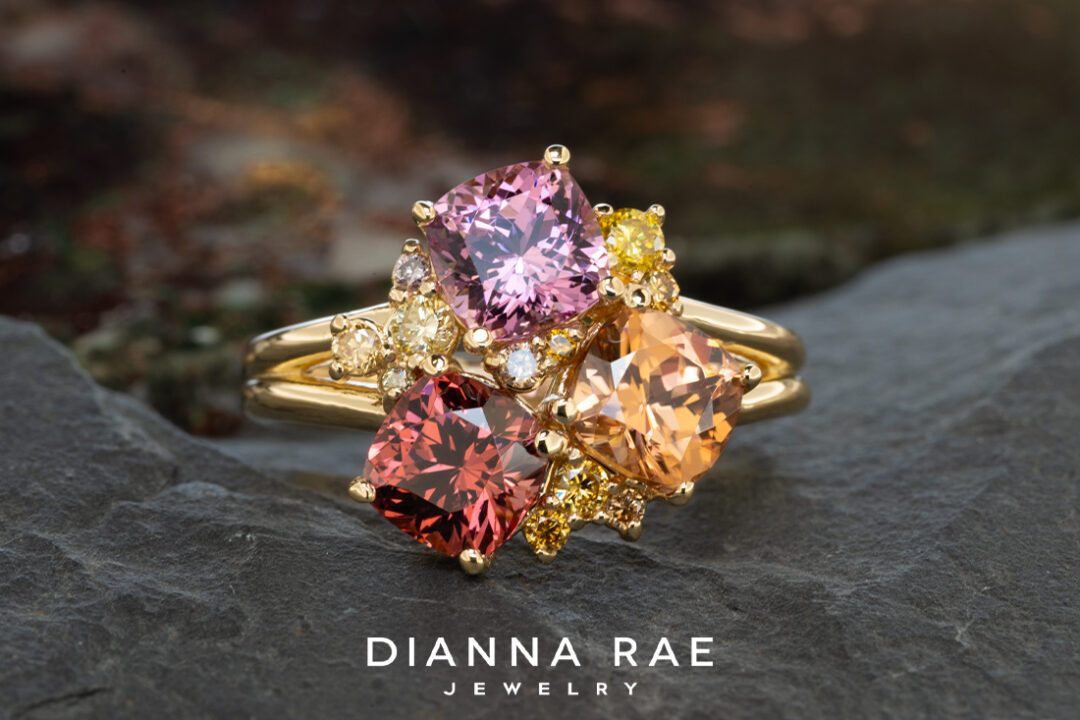Garnet Ring with Champagne Diamond Accents - Image 2