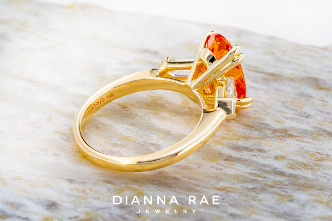 Imperial Topaz Ring with Diamond Side Stones - Image 2