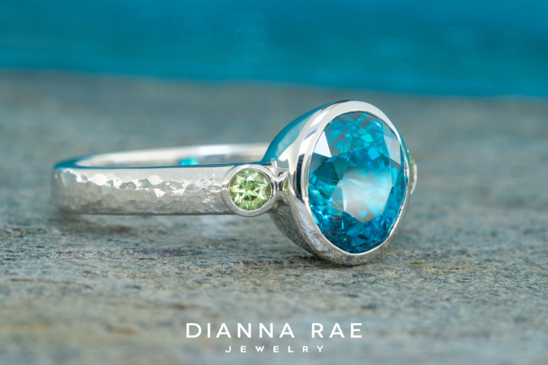 Blue Zircon and Garnet Ring - Image 2