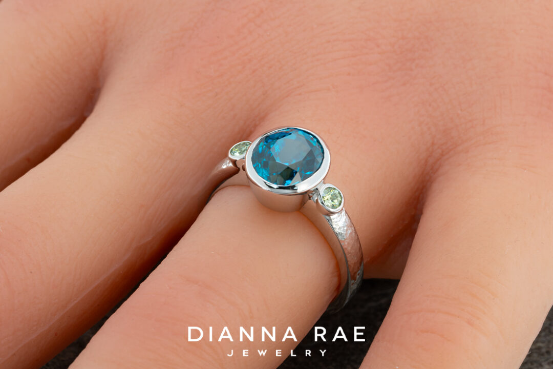 Blue Zircon and Garnet Ring - Image 3