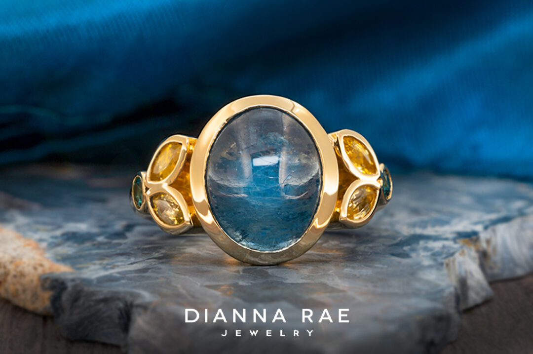 Lagoon Tourmaline & Sapphire Ring