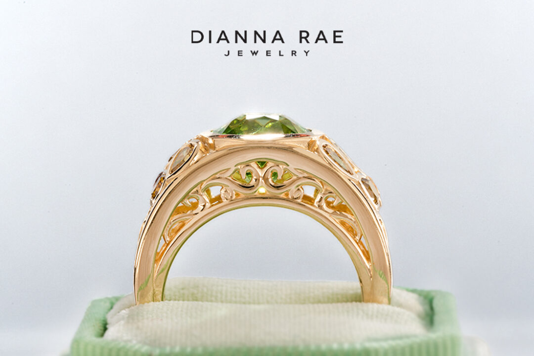 Peridot and Cognac Diamond Ring - Image 3