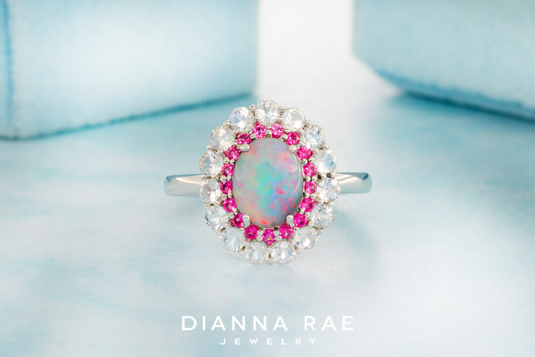 Opal Ring with Pink Spinel and Moonstone - Image 2