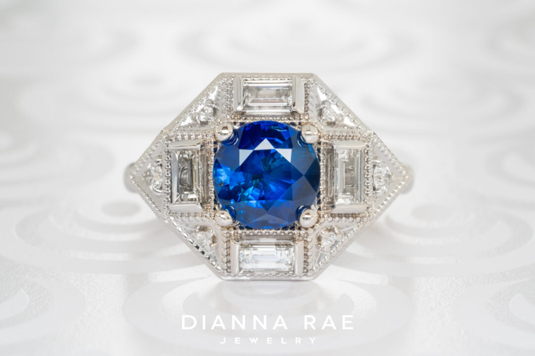 Blue Sapphire and Diamond Ring