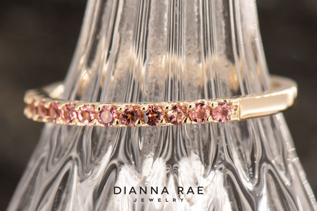 14K Yellow Gold Pink Tourmaline Band - Image 2
