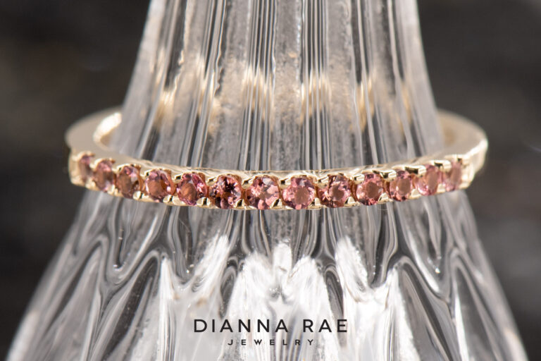 14K Yellow Gold Pink Tourmaline Band