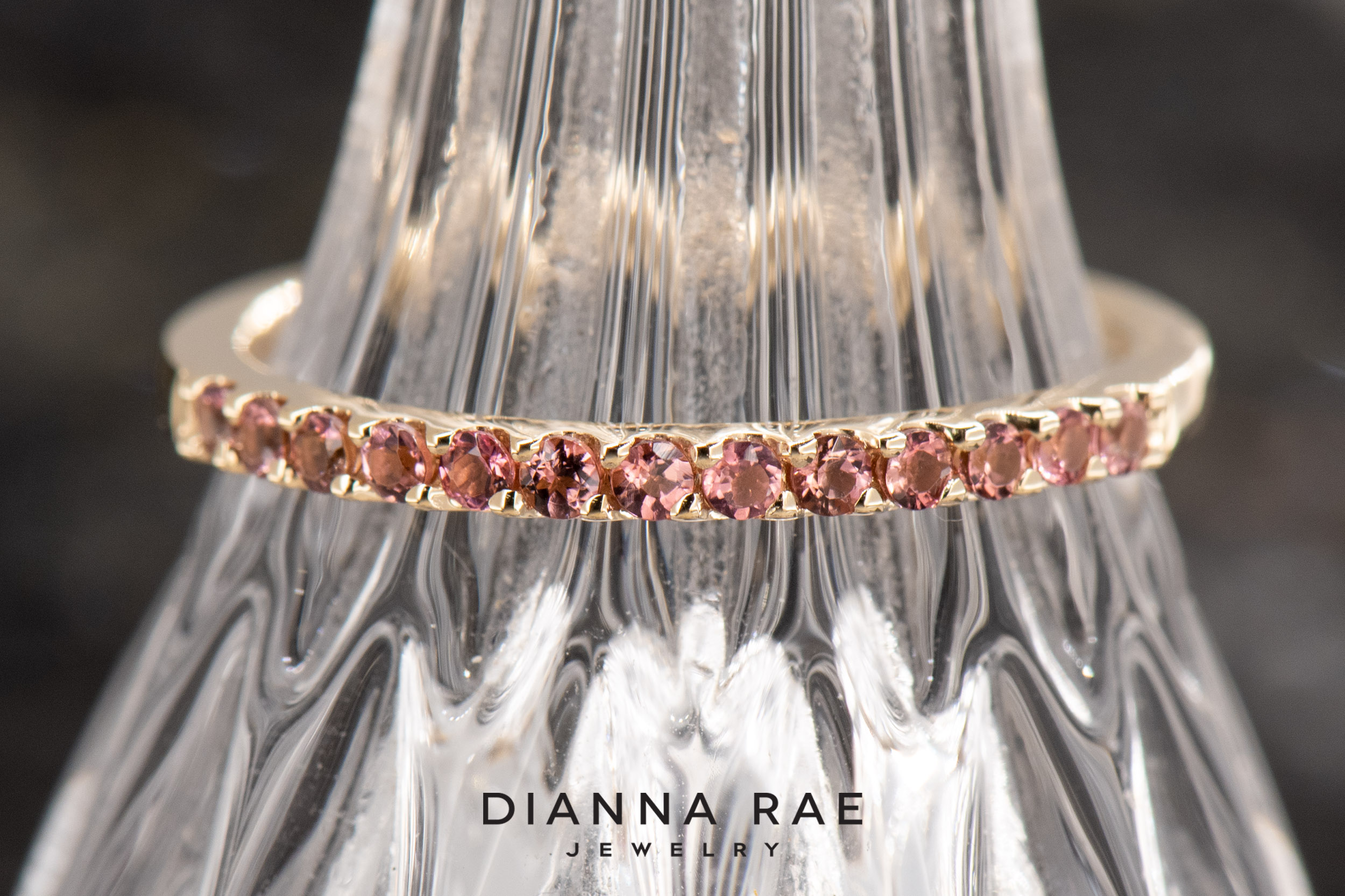 14K Yellow Gold Pink Tourmaline Band