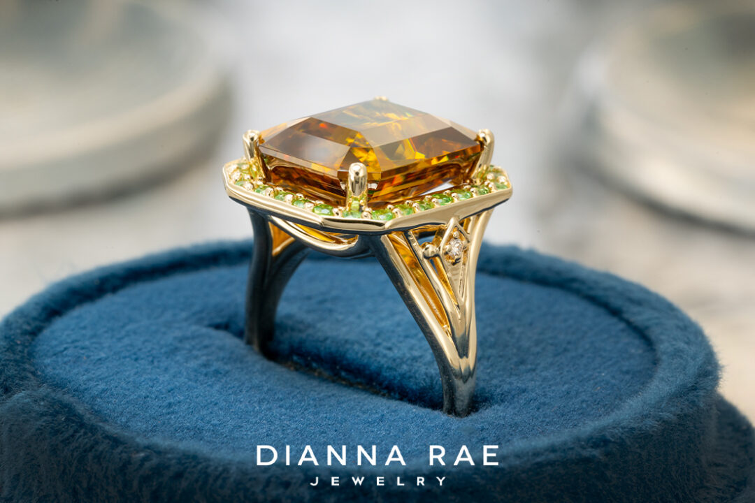 Sphene and Tsavorite Garnet Ring - Image 3