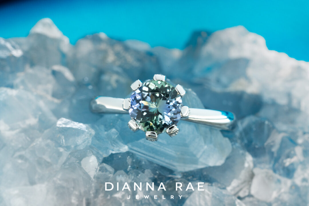 Peacock Tanzanite Ring with Diamond Accents - Image 3