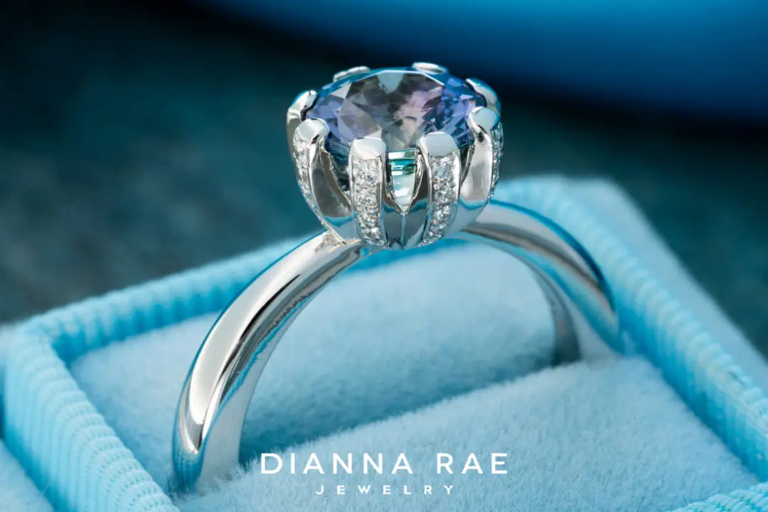 Peacock Tanzanite Ring with Diamond Accents