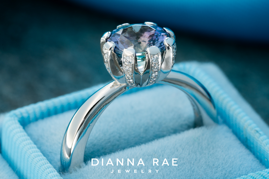 Peacock Tanzanite Ring with Diamond Accents
