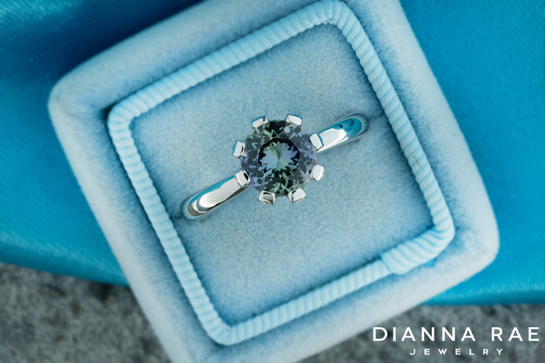 Peacock Tanzanite Ring with Diamond Accents - Image 2