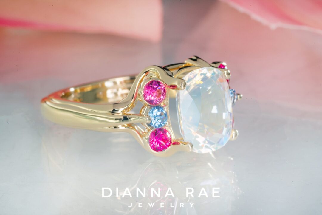 Moonstone Sapphire and Spinel Ring - Image 2