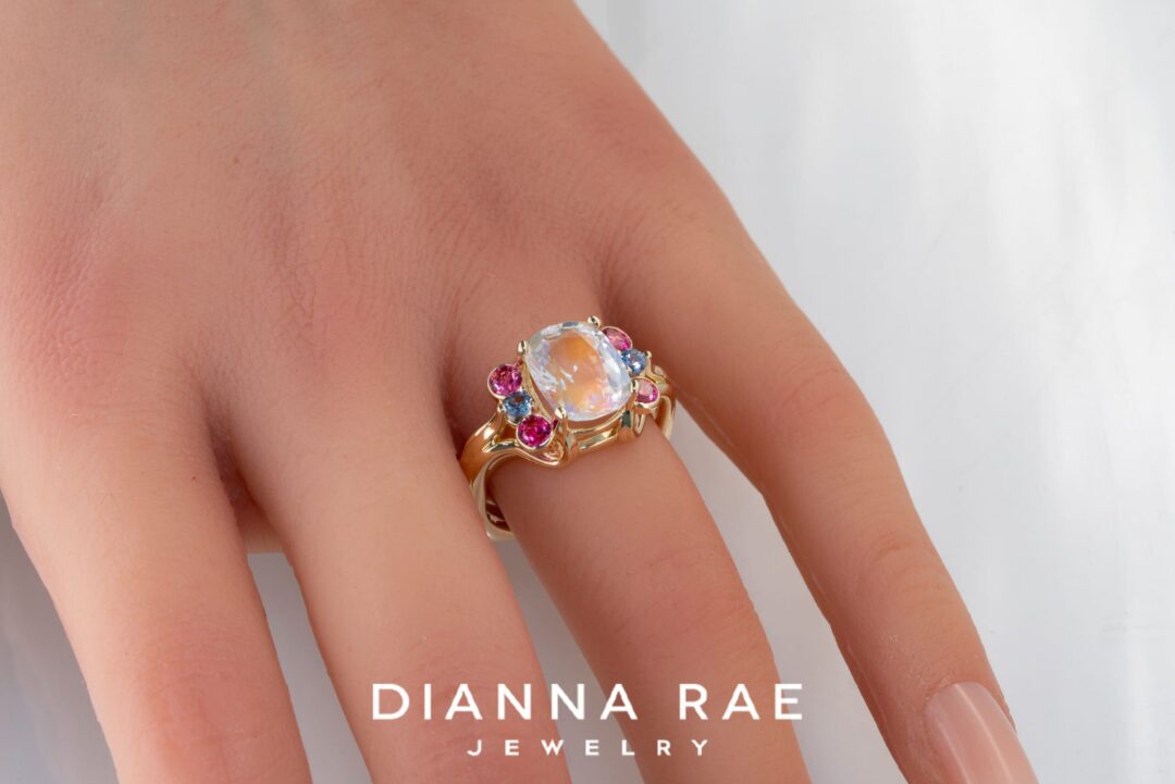 Moonstone Sapphire and Spinel Ring - Image 4