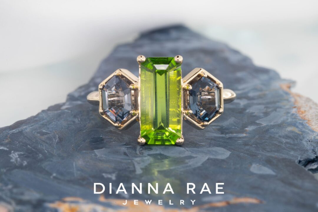 Peridot and Gray Spinel Ring