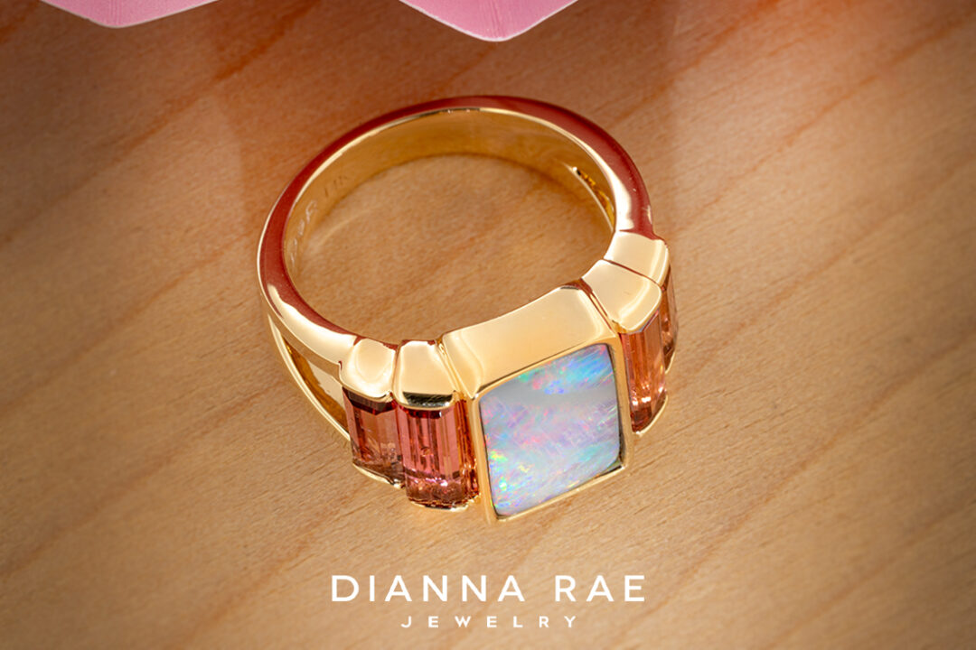 Boulder Opal and Tourmaline Ring - Image 3