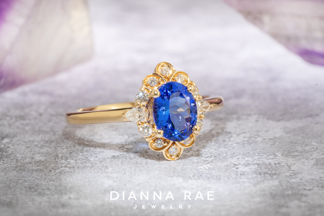 Oval Tanzanite Ring with Diamond Accents