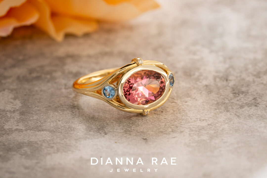 Pink Tourmaline and Blue Topaz Ring - Image 4