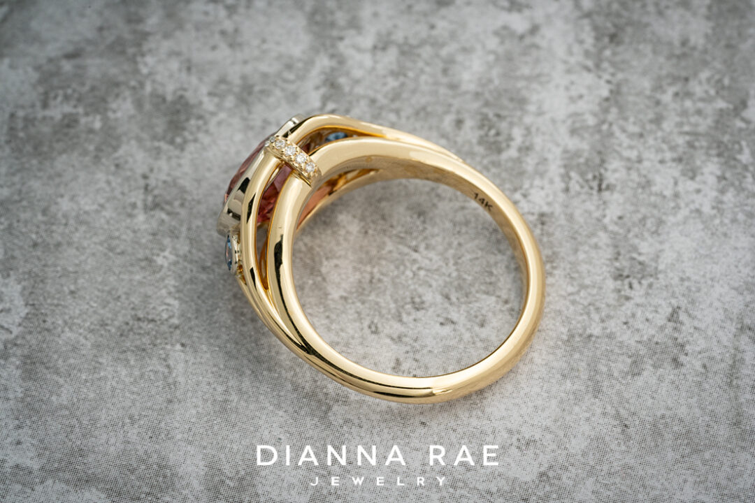 Pink Tourmaline and Blue Topaz Ring - Image 2