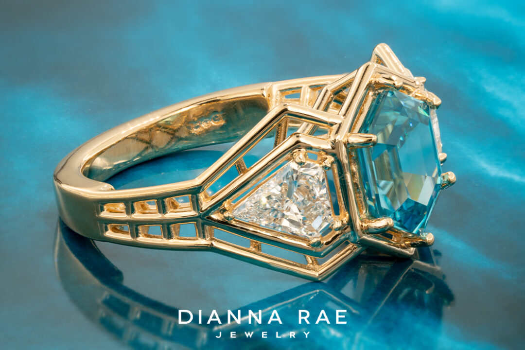 Blue Zircon with Shield Diamond Accents - Image 2
