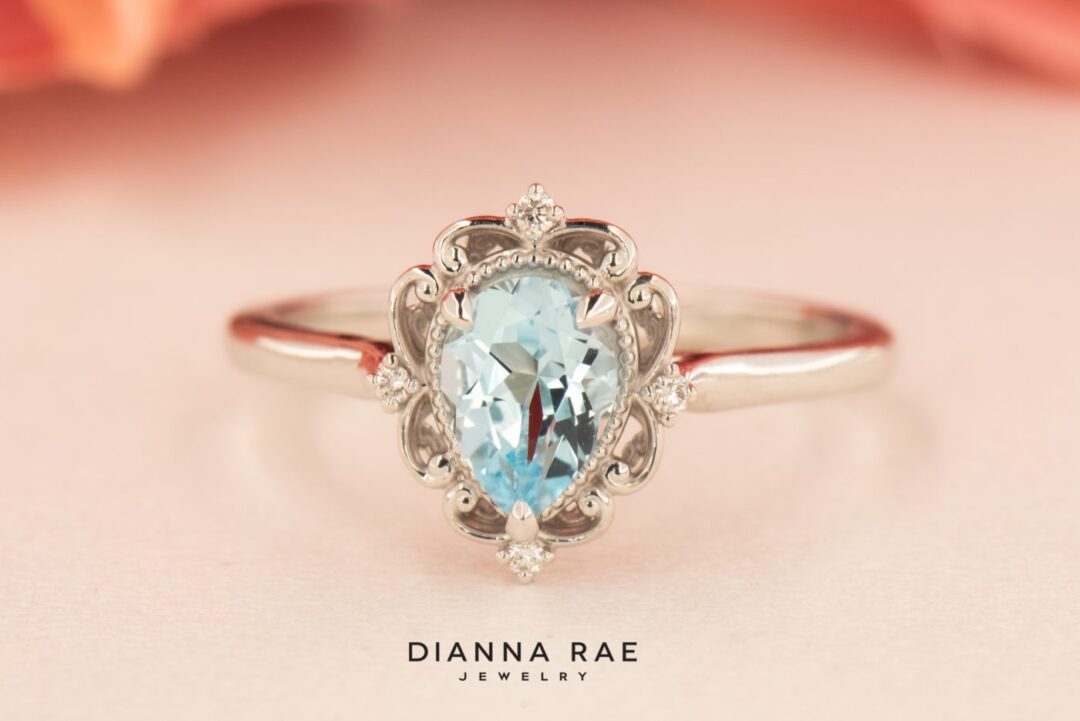 10K White Gold Swiss Blue Topaz and Lab Diamond Accented Class Ring - Image 3