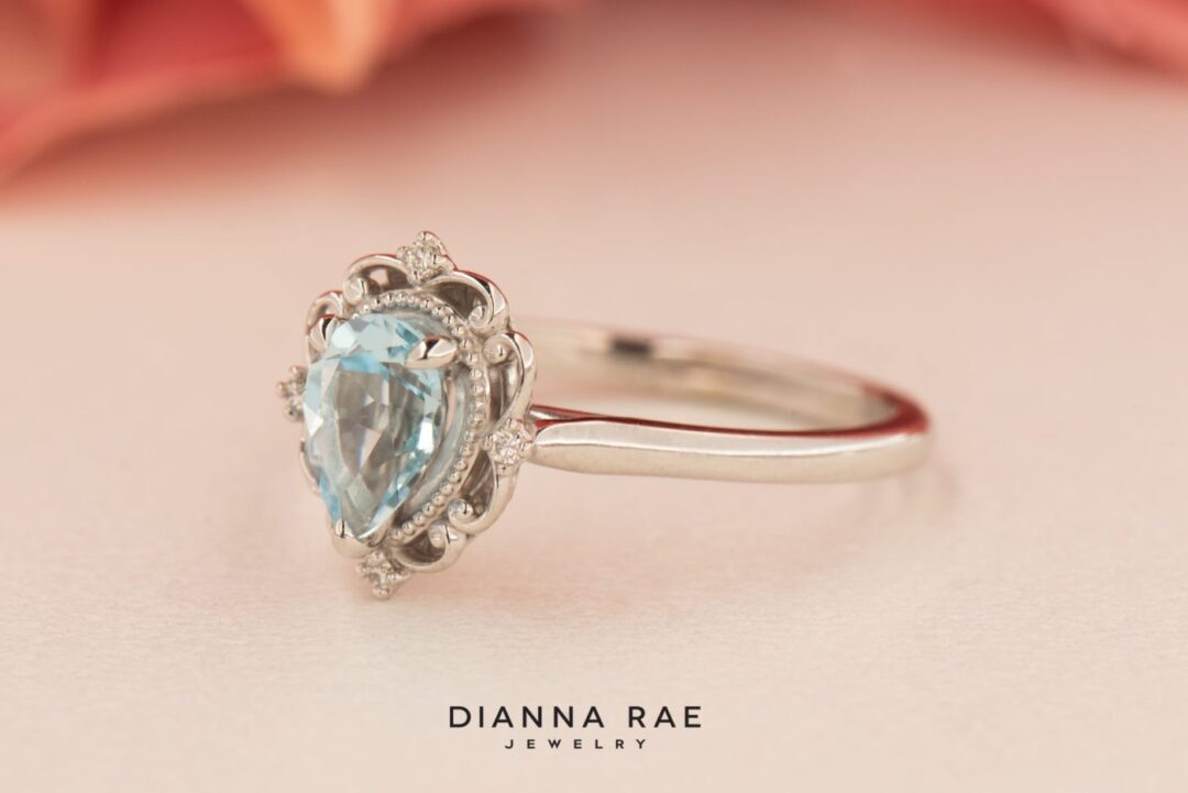 10K White Gold Swiss Blue Topaz and Lab Diamond Accented Class Ring - Image 4
