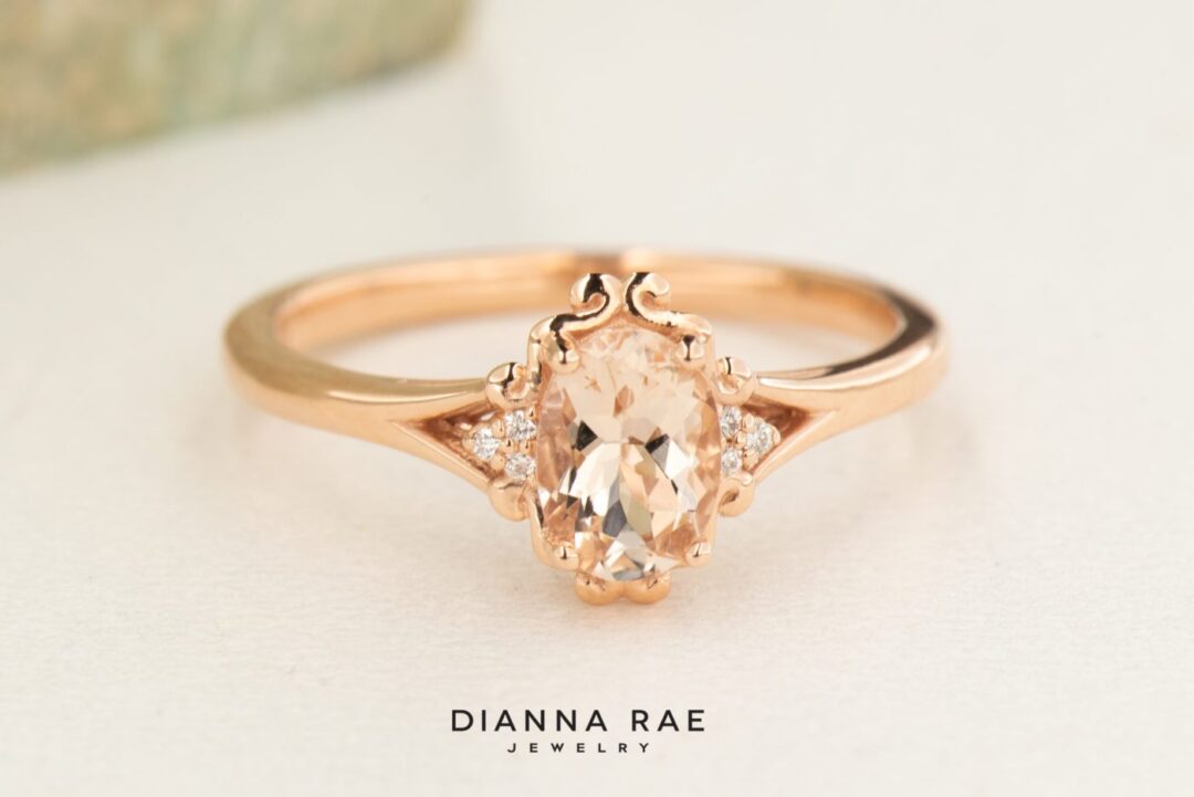 10K Rose Gold Morganite and Lab Diamond Class Ring - Image 2
