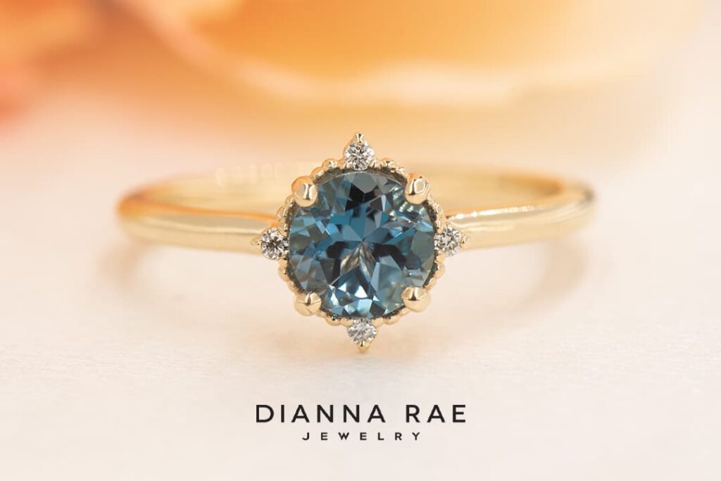 London Blue Topaz Ring with Lab-Grown Diamond Accents