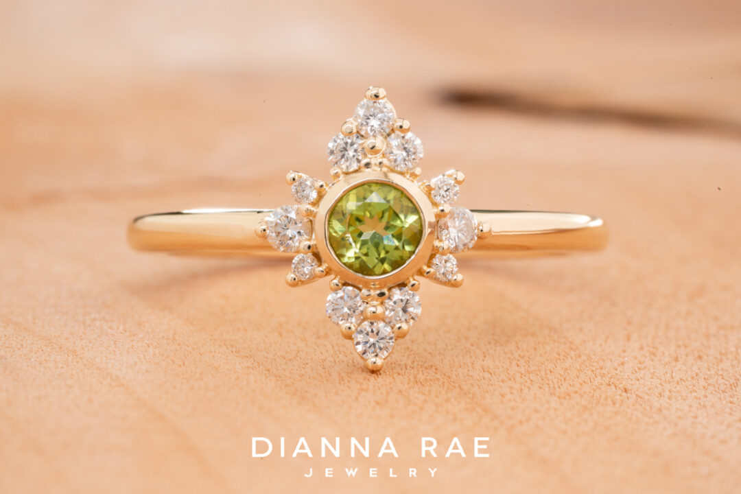 10K Yellow Gold Peridot and Diamond Ring
